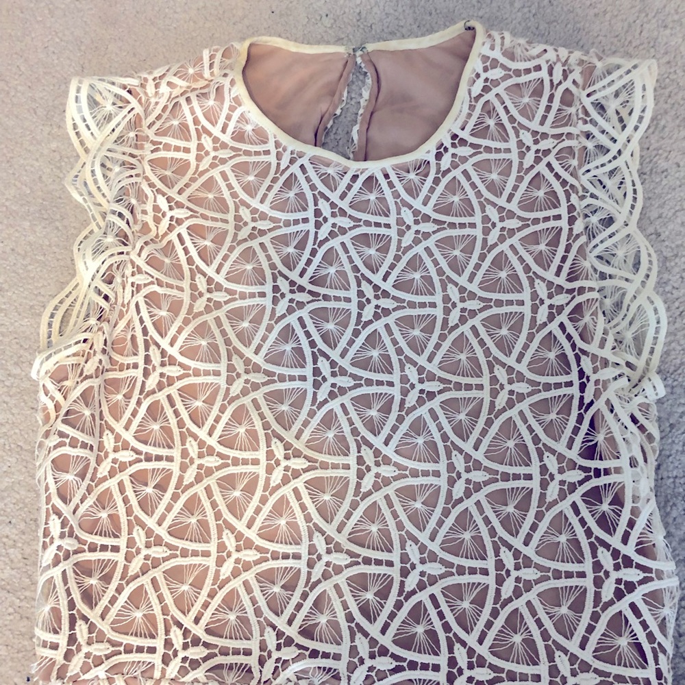 Zara white lace dress with nude color slip